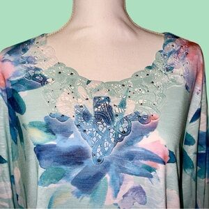 NWT Women’s 2X Alfred Dunner Floral Watercolors Pullover Top $58